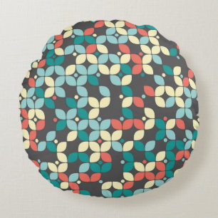 Timeless geometric seamless pattern, abstract desi round cushion