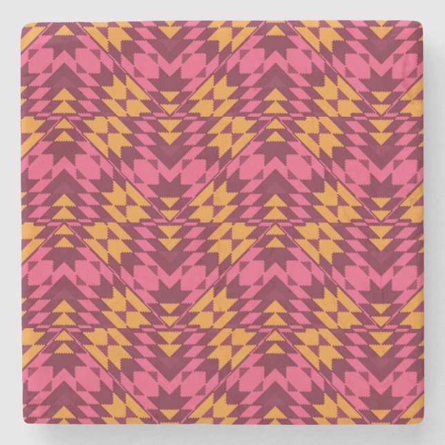 Timeless Geometric: Seamless Pattern Stone Coaster (Front)