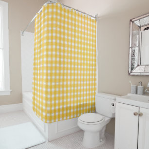 Timeless Gingham Vibrant Yellow Shower Curtain