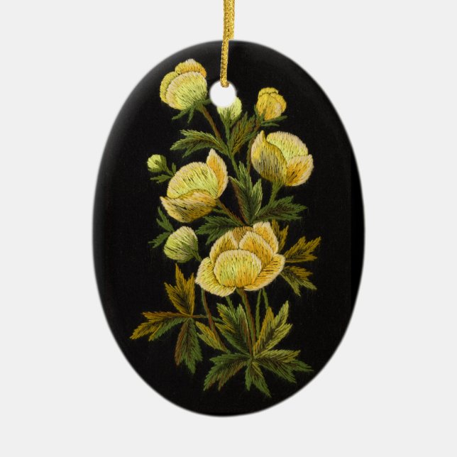 Timeless Globeflower Oval Ornament (Front)