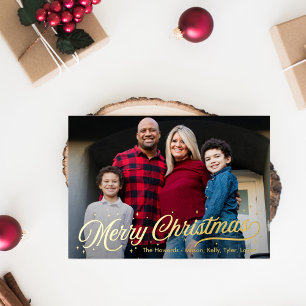 Timeless Glow Foil Merry Christmas Photo Card