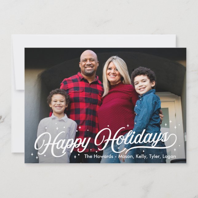 Timeless Glow Happy Holidays Editable Colour Card (Front)