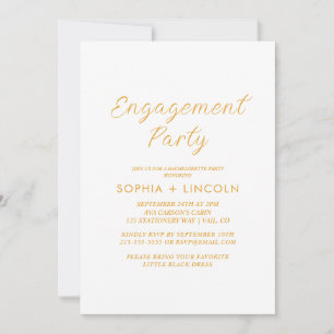 Timeless Gold Calligraphy Engagement Party  Invitation