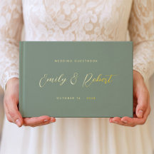 Timeless Gold Calligraphy Sage Green Wedding Photo