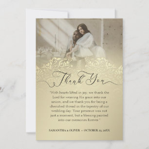 Timeless `Gold Damask Thank You Note