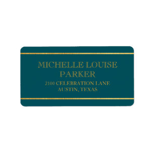 Timeless Gold Mint Teal Personalised Label
