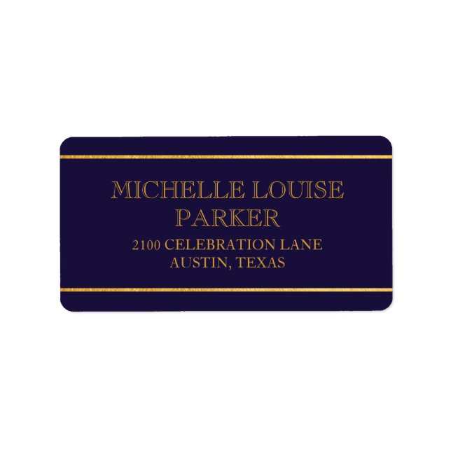 Timeless Gold Nautical Blue Classic Personalized Label (Front)