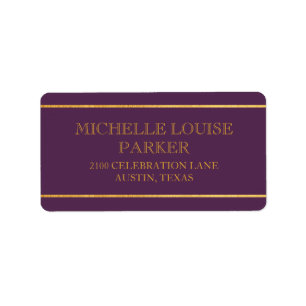 Timeless Gold Purple Personalised Label