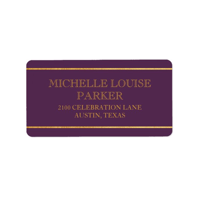 Timeless Gold Purple Personalised Label (Front)