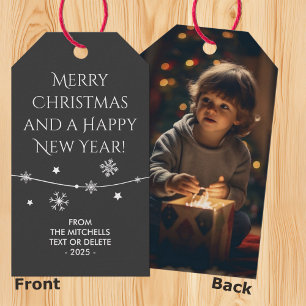 Timeless - Grayish Black Christmas Photo Gift Tags