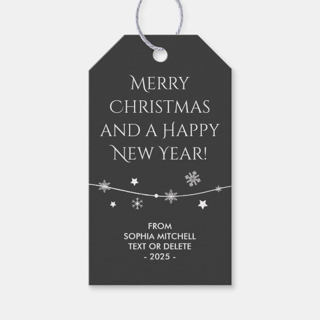 Timeless - Grayish Black - Snowflake Gift Tags (Front)