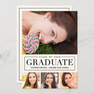 Timeless Grid EDITABLE COLOR Graduation Invitation