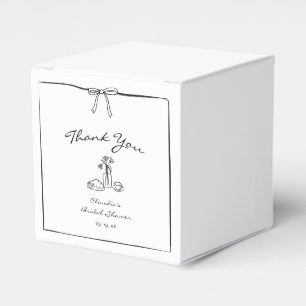 Timeless Hand-Drawn Bridal Shower Chic Thank You Favour Box