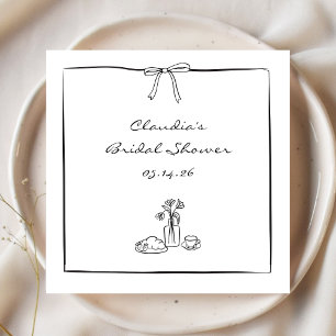 Timeless Hand-Drawn Coquette Bridal Shower Bespoke Napkin