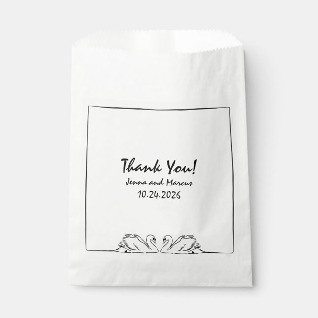 Timeless Handwritten Swan Bridal Shower Thank You Favour Bags (Front)