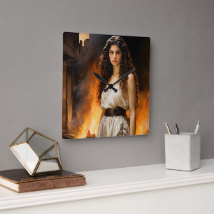 "Timeless Helen: Troy’s Catalyst" Square Wall Clock