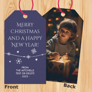 Timeless - Indigo Blue Christmas Photo Gift Tags