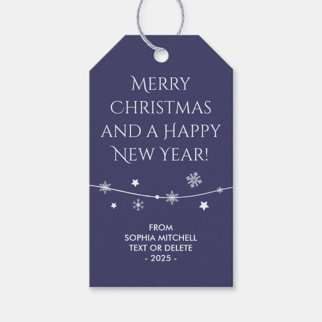 Timeless - Indigo Blue - Snowflake Gift Tags (Front)