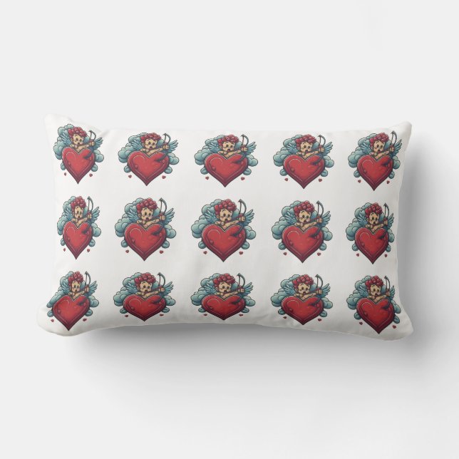 Timeless Ink: Heart & Cupid Throw Pillows (Front)
