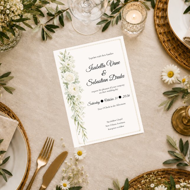 Timeless Ivory Floral Elegance Wedding Invitation (Creator Uploaded)