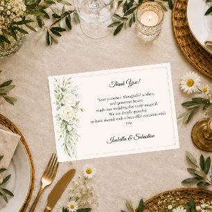 Timeless Ivory Floral Elegance Wedding Thank You Card