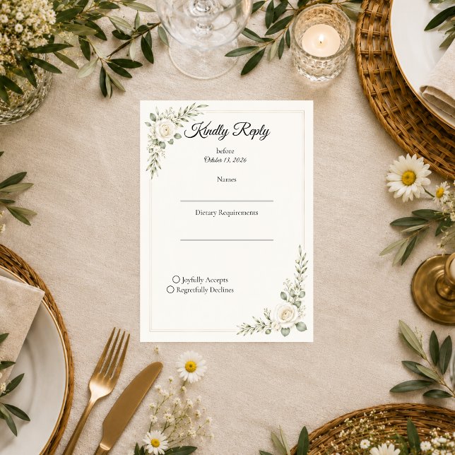 Timeless Ivory Rose Minimalism Wedding RSVP Card (Creator Uploaded)