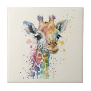 Timeless Ivory Watercolor Giraffe Pattern Tile