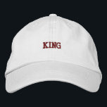 Timeless Khaki Cap Cute Royal King Embroidery Hat<br><div class="desc">The embroidered "King" text adds a bold touch to this white cotton hat. With an adjustable strap for the perfect fit,  it's a great way to showcase your style with a regal flair.</div>
