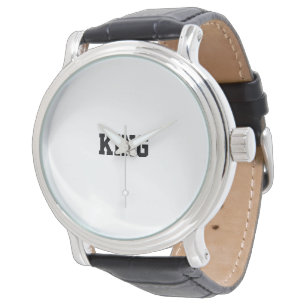 Timeless "KING" Black Leather Strap Watch for Men