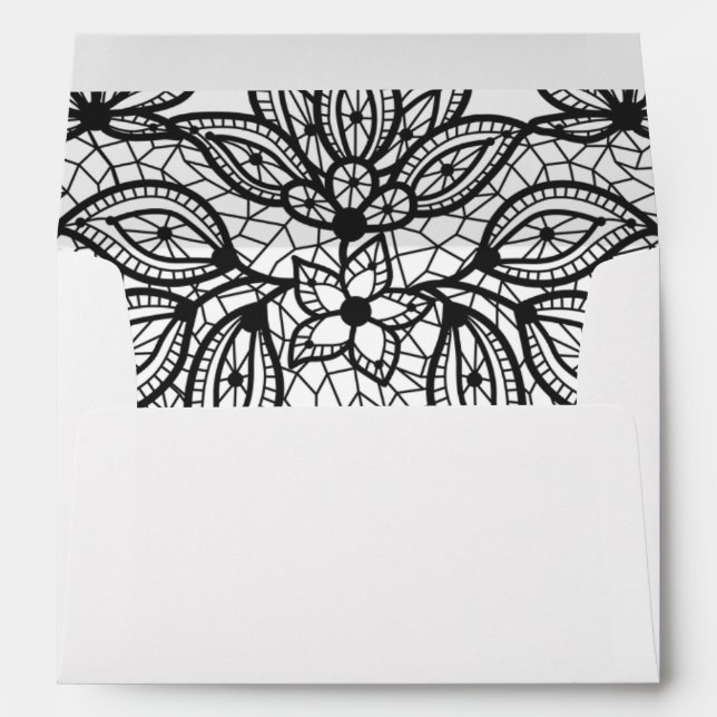 Timeless Lace Look Wedding Black and White Envelopes (Back (Bottom))