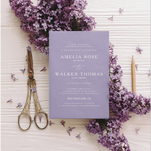 Timeless Lavender Minimalist Wedding Invitation