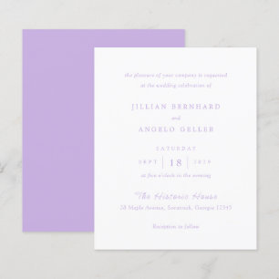 Timeless Lilac Classic Budget Wedding Invitation