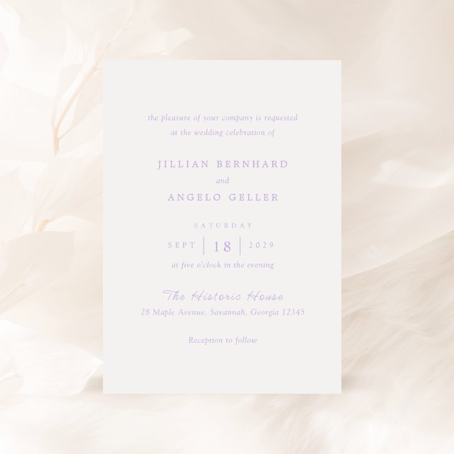 Timeless Lilac Classic Wedding Invitation (Creator Uploaded)