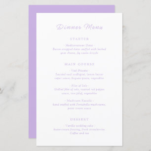 Timeless Lilac Classic Wedding Menu