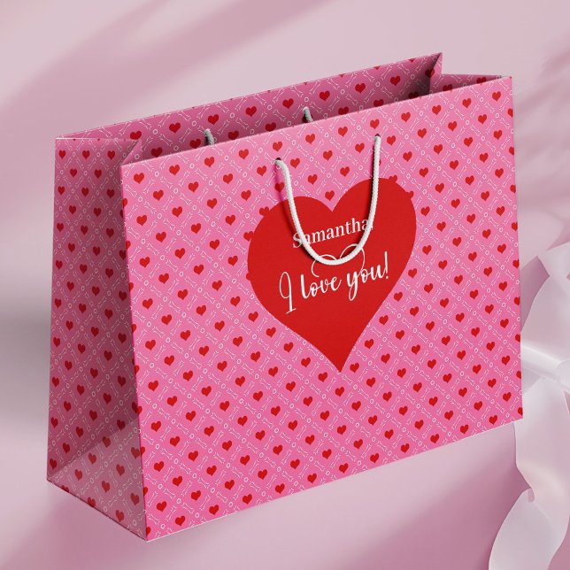Timeless Love Hearts I Love You Personalized Gift  Large Gift Bag (Timeless Love Hearts I Love You Personalized Gift Bag)