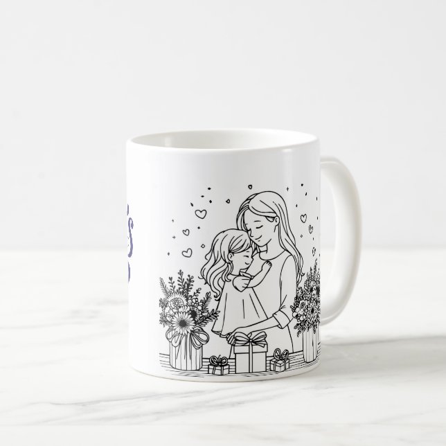🖤 Timeless Love – Mother's Day Line Art Mug 🖤 (Front Right)
