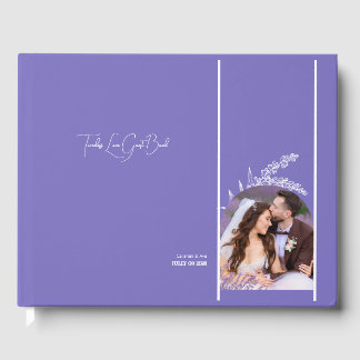 Timeless Love purple flowers & photo Guest Book