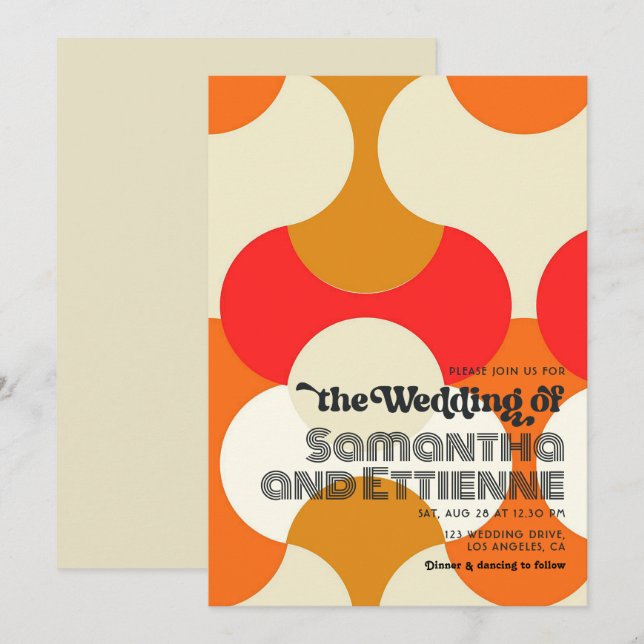 Timeless Love Retro Vibes Wedding Invitation (Front/Back)
