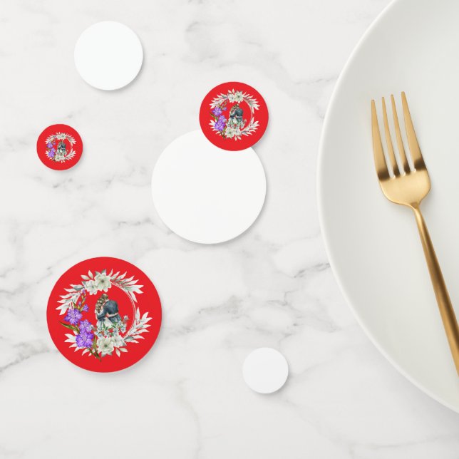 Timeless love story bright red confetti (Group)