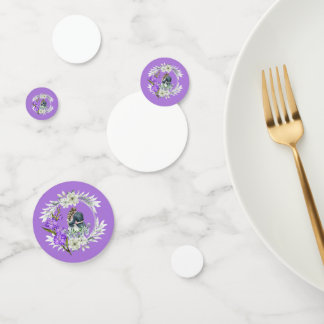 Timeless love story purple confetti