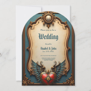 Timeless love, surreal elegance in steampunk style invitation