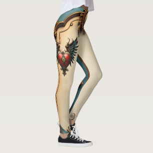 Timeless love, surreal elegance in steampunk style leggings