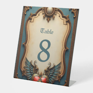 Timeless love, surreal elegance in steampunk style pedestal sign