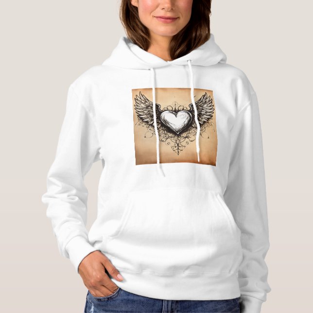 Timeless Love: Traditional Tattoo-Inspired T-Shirt Hoodie (Front)
