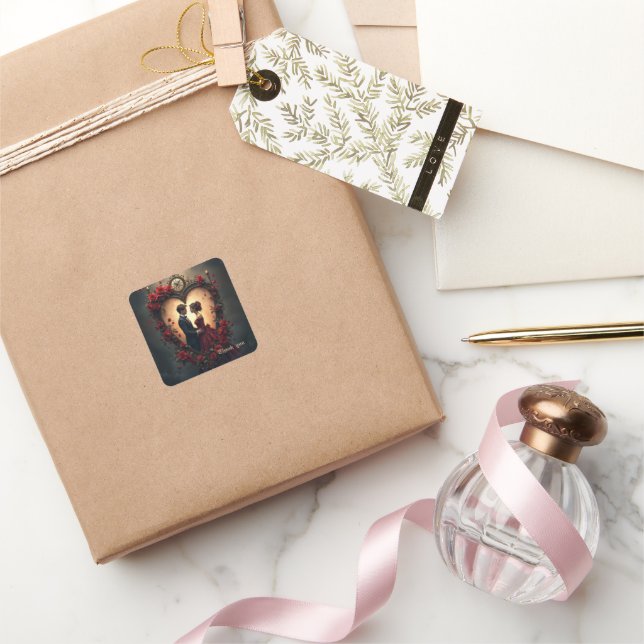 Timeless Love –Victorian Gothic Wedding Collection Square Sticker (Gifting)