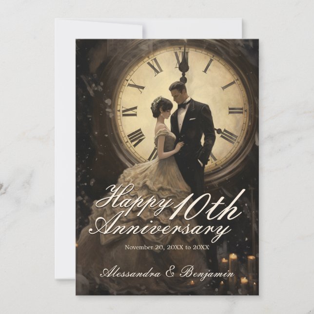 Timeless Love | Vintage Theme Happy Anniversary Card (Front)