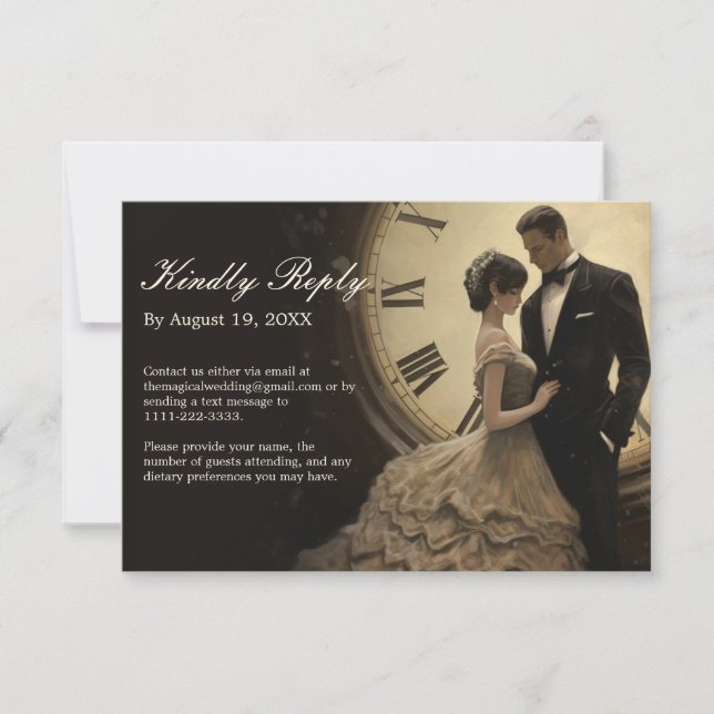 Timeless Love | Vintage Theme Wedding RSVP Card (Front)