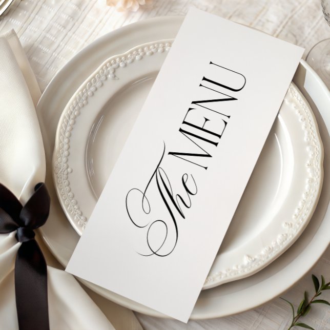 Timeless Luxe Script Black and White Wedding Menu (Creator Uploaded)