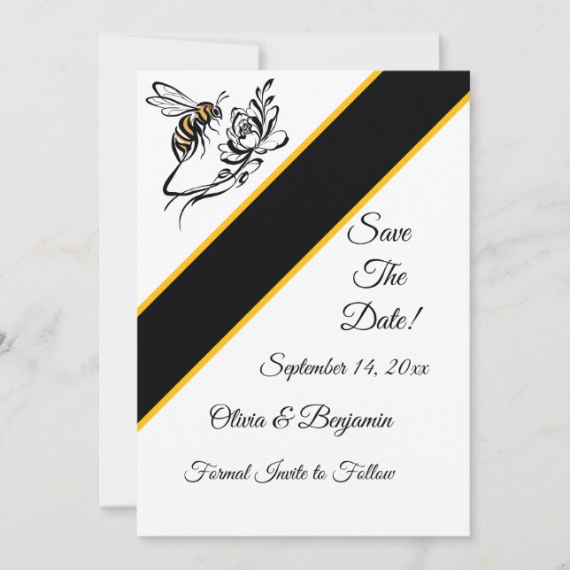 Timeless Luxury Bee Save the Date Card (Front)