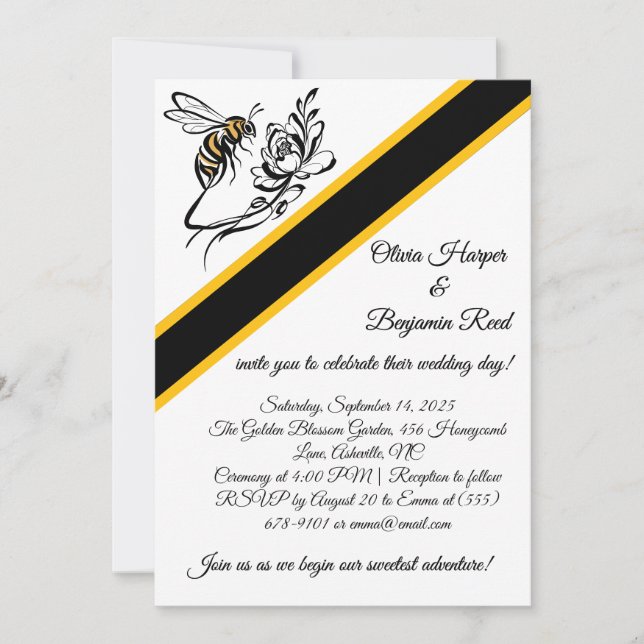 Timeless Luxury Bee Wedding Invitation (Front)
